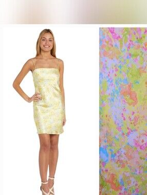 Yellow Floral Satin Slip Dress - Women's Spaghetti Strap Ditsy Floral